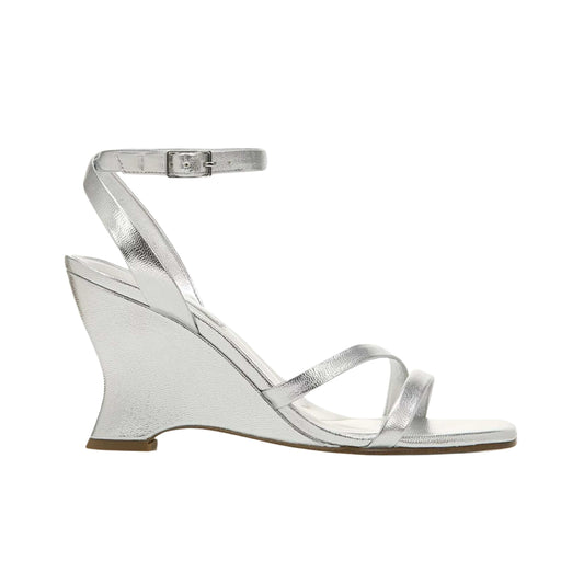FRANCO SARTO Womens Shoes 37 / Silver FRANCO SARTO -  Open Toe Ankle Strap Wedge Heels