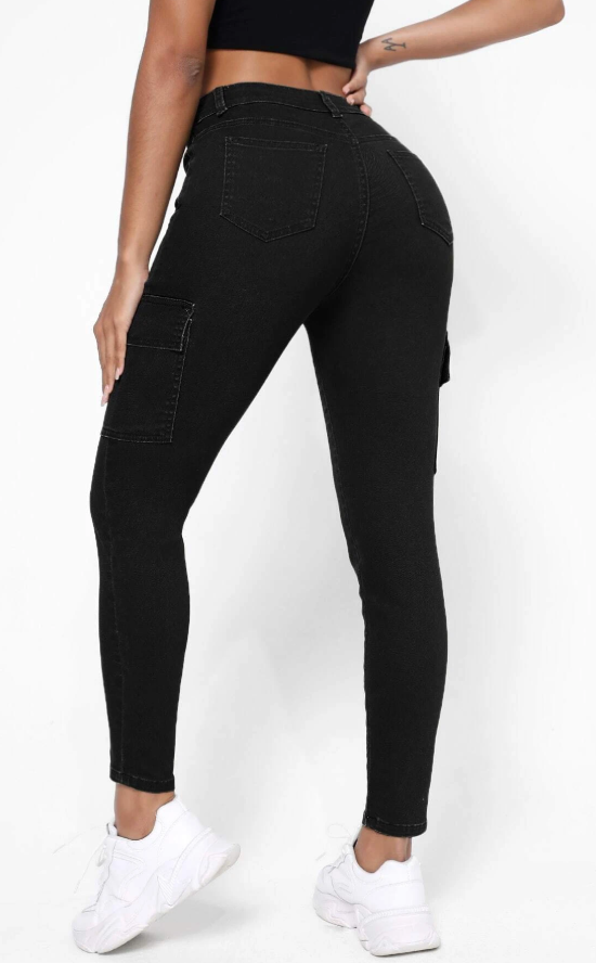 SHEIN - Flap Pocket Side Skinny Jeans