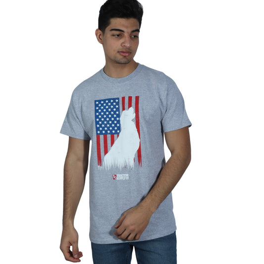 GILDAN Mens Tops M / Grey GILDAN - USA Flag Printed T-shirt