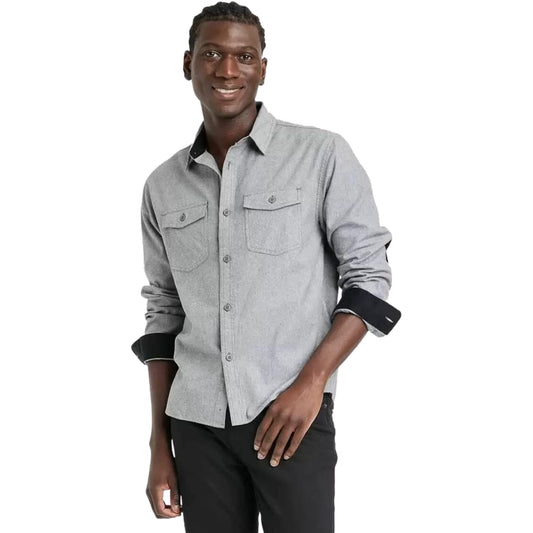 GOODFELLOW & CO Mens Tops M / Grey GOODFELLOW & CO - Heavyweight Flannel Button-Down Shirt