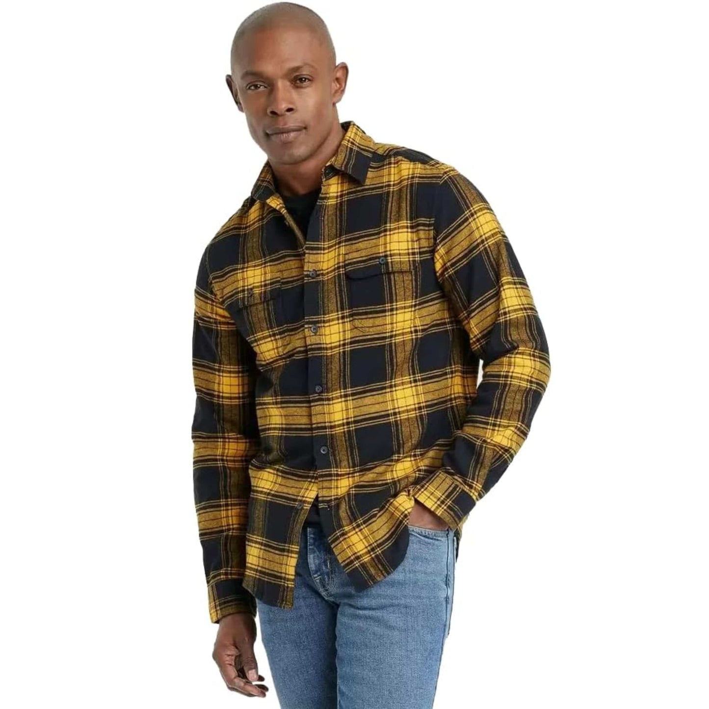 GOODFELLOW & CO Mens Tops S / Yellow GOODFELLOW & CO -  Midweight Flannel Button-Down Shirt