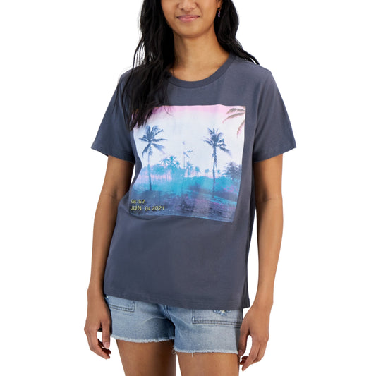 GRAYSON / THREADS Womens Tops M / Grey GRAYSON / THREADS - Palm Tree Box Graphic T-Shirt