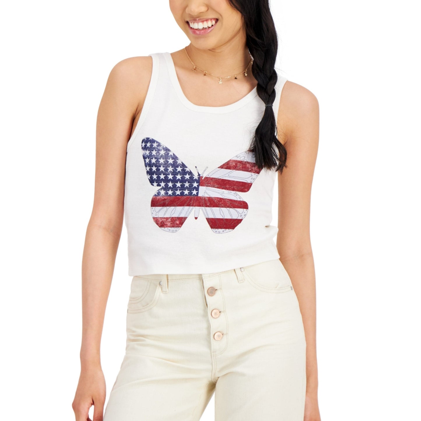 GRAYSON / THREADS Womens Tops GRAYSON / THREADS -  Usa Butterfly Graphic-Print Tank Top