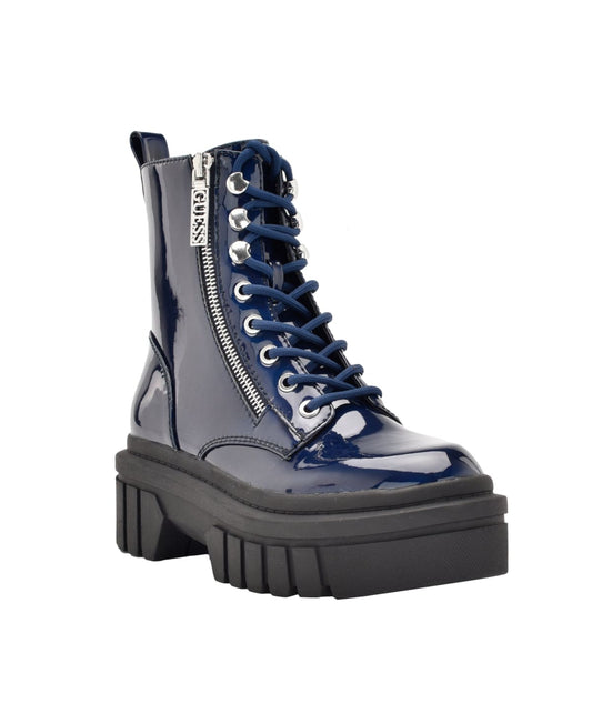 GUESS Womens Shoes 39 / Navy GUESS - Ferina Combat Lug Sole Lace up Boots