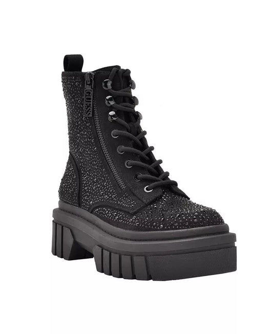 GUESS Womens Shoes 37 / Black GUESS - Ferine Embellished Combat Boots