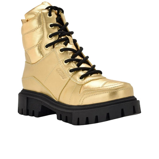 GUESS Womens Shoes 40.5 / Gold GUESS - Tisley Metallic Ankle Combat & Lace-up Boots