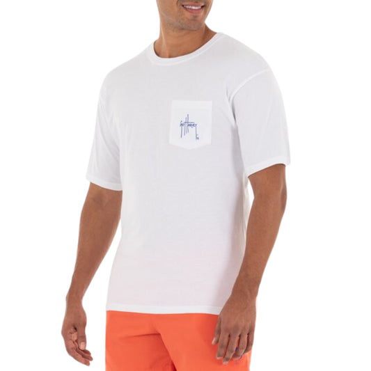 GUY HARVEY Mens Tops XL / White GUY HARVEY - GH Sunset Short Sleeve PocketT-Shirt
