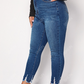 SHEIN - LUNE Plus High Waist Ripped Frayed Hem Skinny Jeans