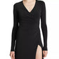 HALSTON Womens Dress M / Black HALSTON - Women's Sydney Ruched Jersey Long Dress