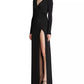 HALSTON Womens Dress M / Black HALSTON - Women's Sydney Ruched Jersey Long Dress