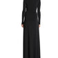 HALSTON Womens Dress M / Black HALSTON - Women's Sydney Ruched Jersey Long Dress