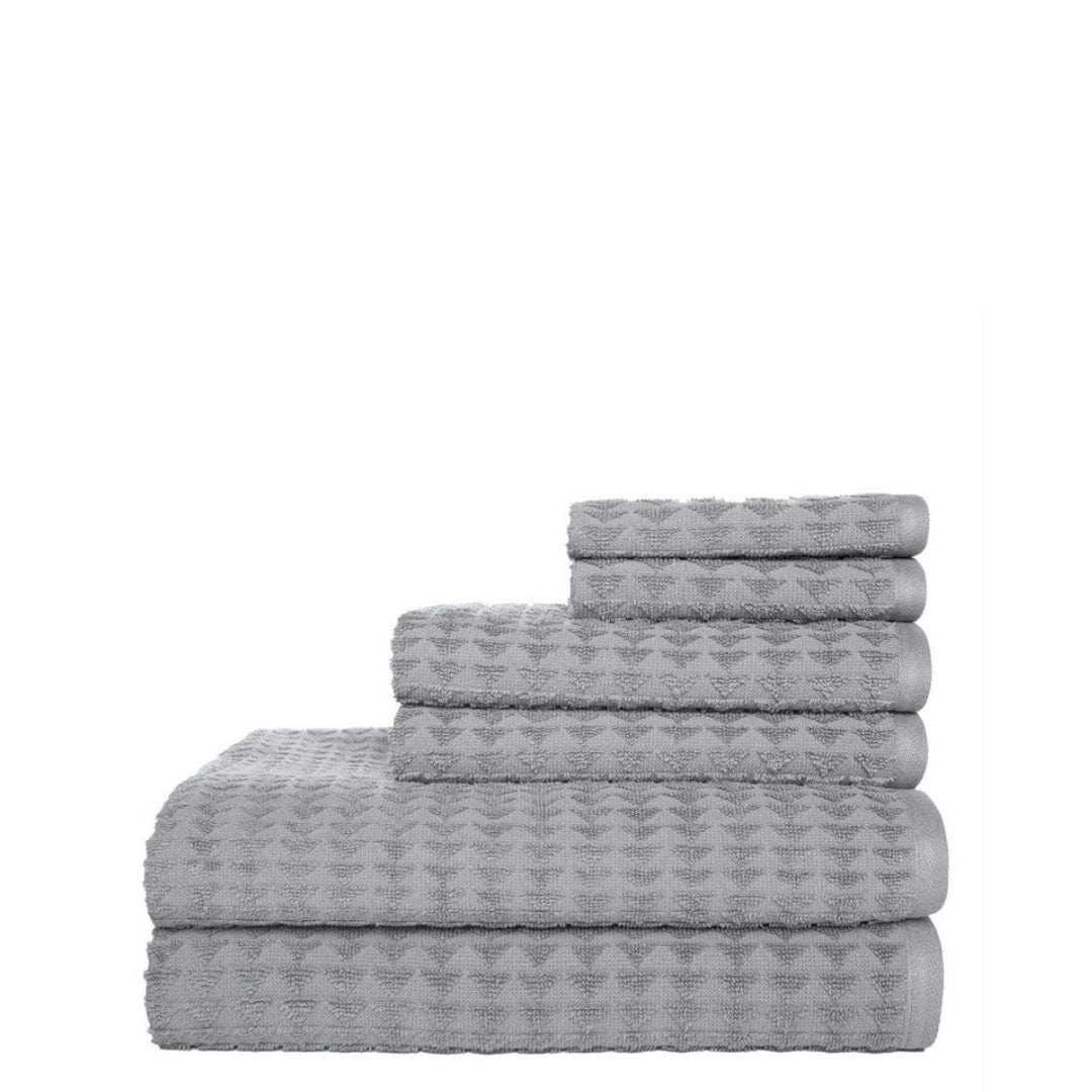 HARPER RILEY Towels 6 Pieces / Grey HARPER RILEY - 6-Piece Peony Textured Cotton Bath Towel Set