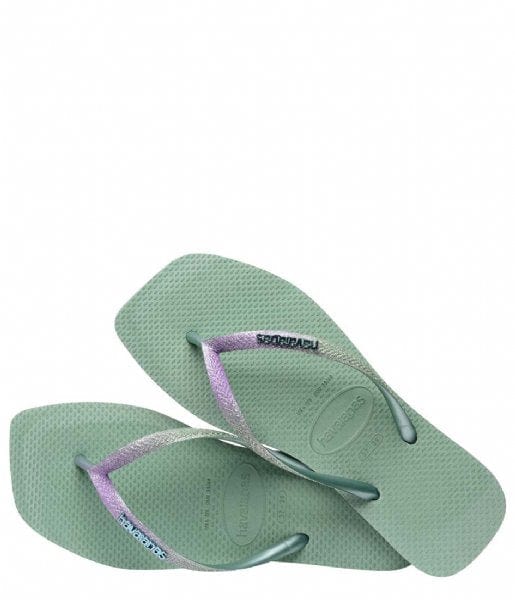 HAVAIANAS Womens Shoes 39 / Green HAVAIANAS - Slim Square Glitter Flip Flops