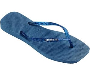 HAVAIANAS Womens Shoes 37 / Blue HAVAIANAS - Slim Square Logo Metallic Flip Flops