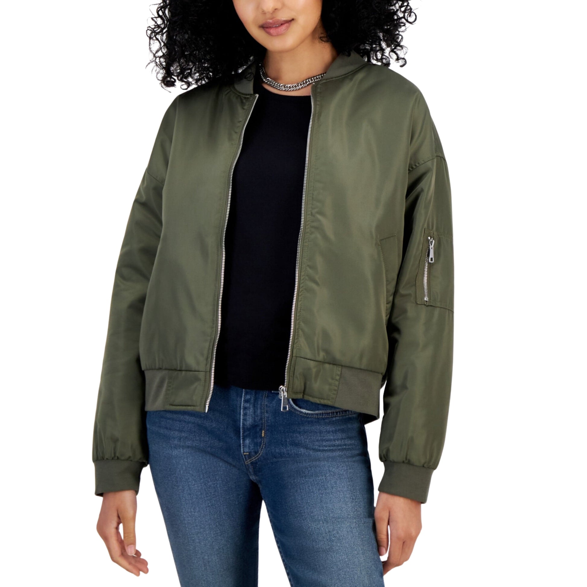 HIPPIE ROSE Womens Jackets L / Green HIPPIE ROSE -  Nylon Bomber Jacket