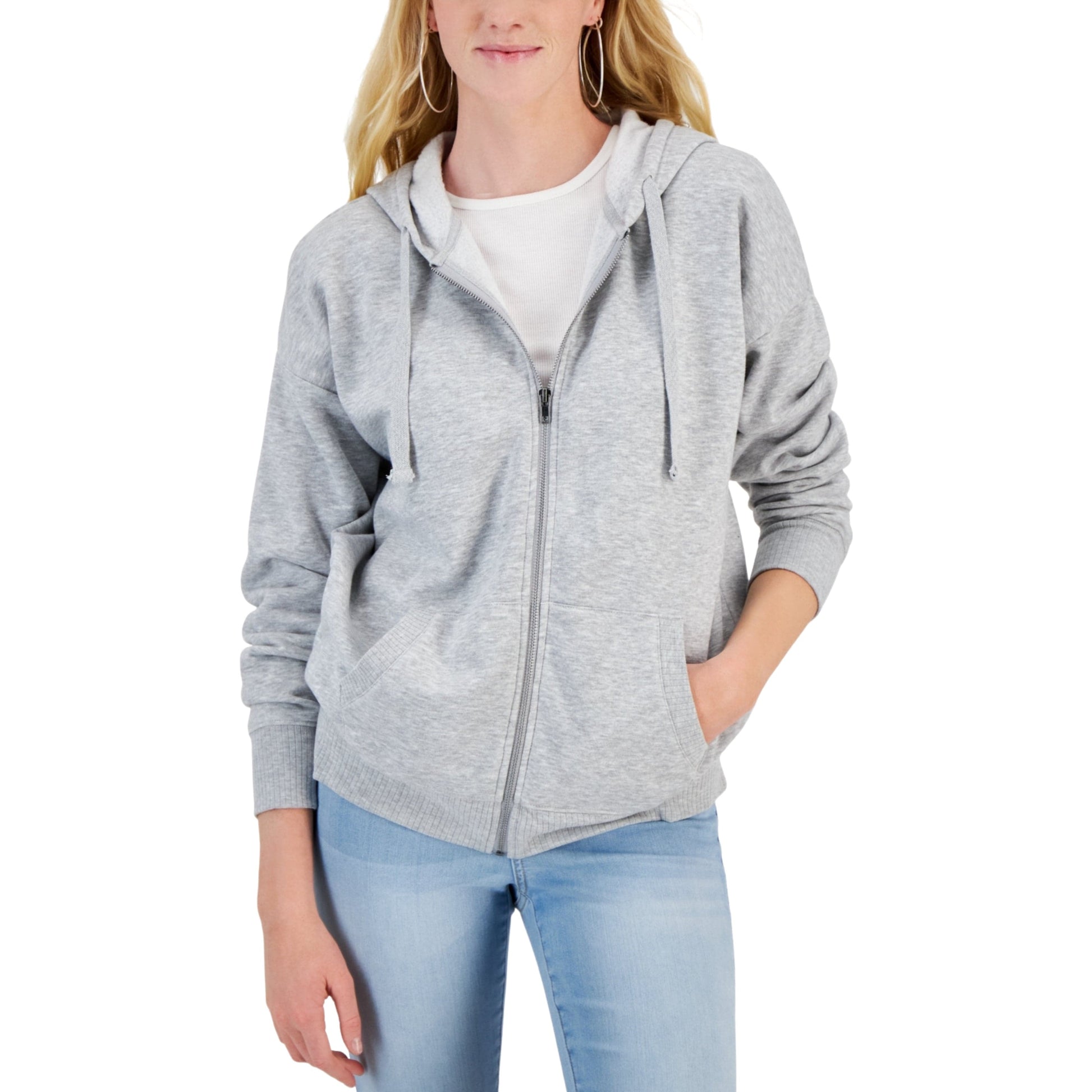 HIPPIE ROSE Womens Jackets XS / Grey HIPPIE ROSE - Oversized Long-Sleeve Zip-up Hoodie