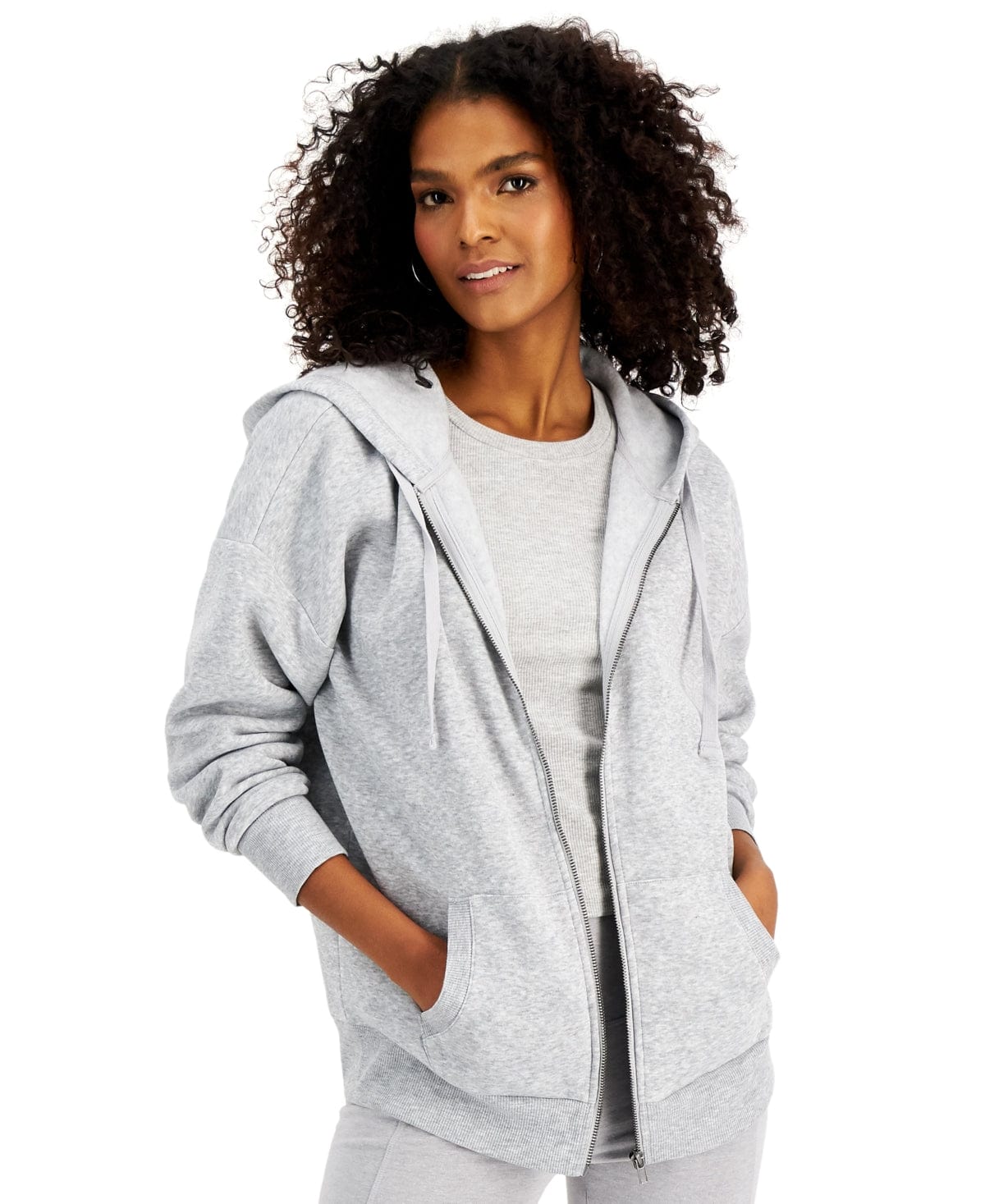 HIPPIE ROSE Womens Jackets XS / Grey HIPPIE ROSE  - Oversized Zipper Hoodie