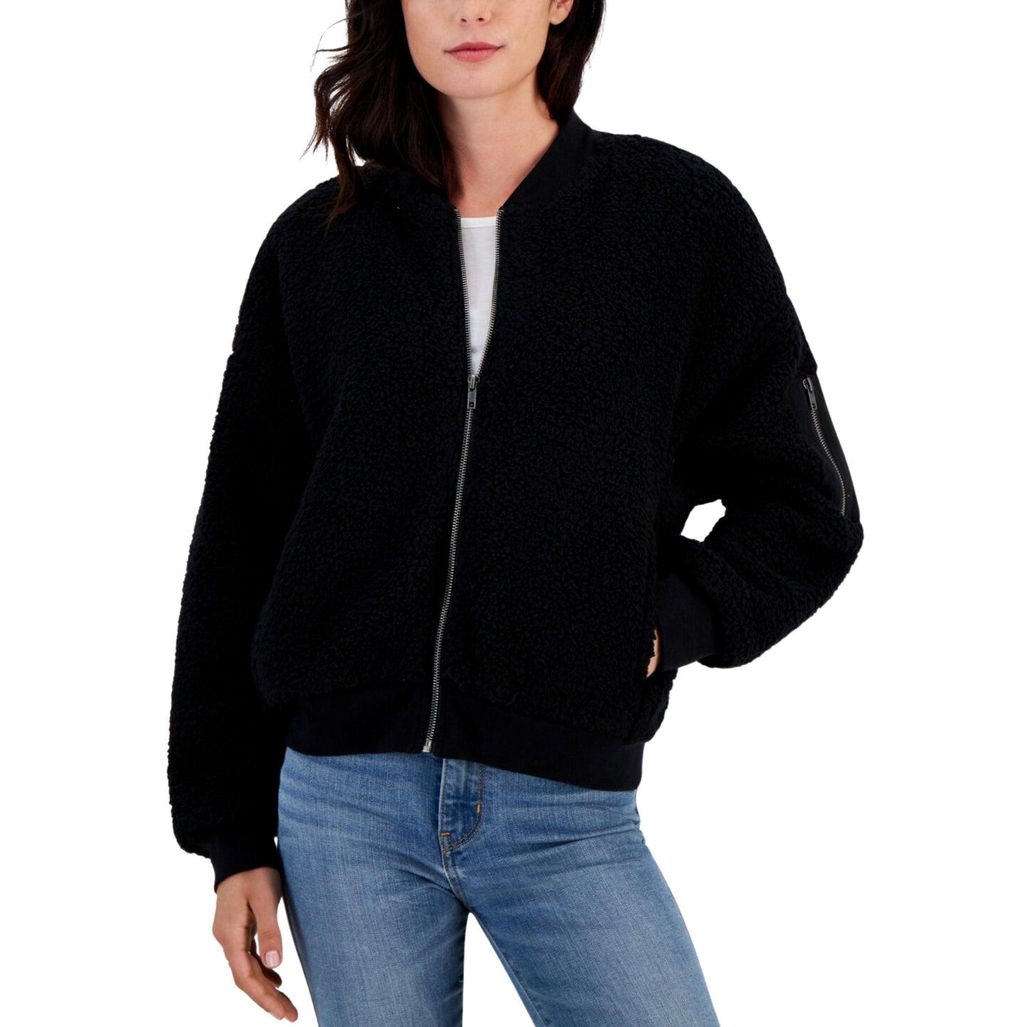 HIPPIE ROSE Womens Jackets XS / Black HIPPIE ROSE - Sherpa Fleece Bomber Jacket