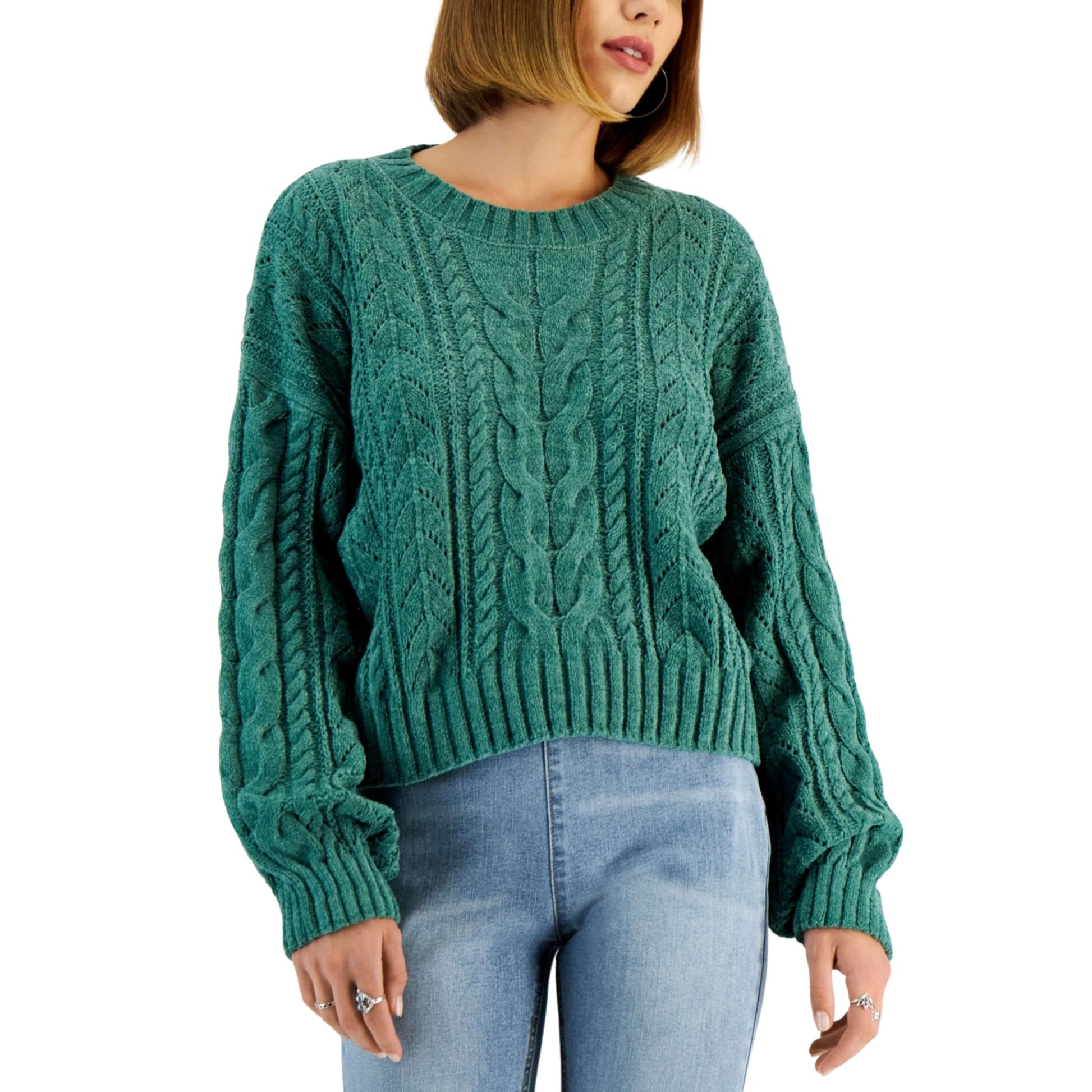 HIPPIE ROSE Womens Tops HIPPIE ROSE - Chenille Cable Pullover Sweater