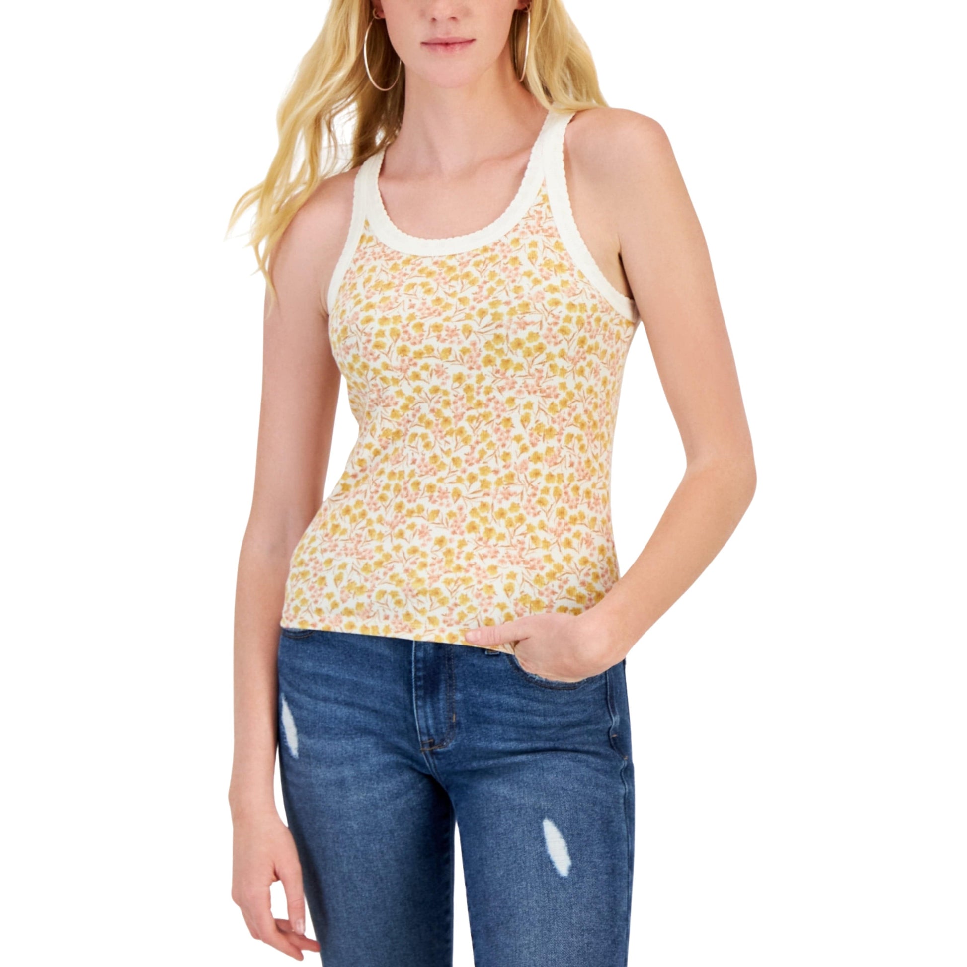 HIPPIE ROSE Womens Tops L / Multi-Color HIPPIE ROSE - Flower pattern Halter tank Top