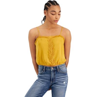 HIPPIE ROSE Womens Tops L / Yellow HIPPIE ROSE - Lace-Trim Tank