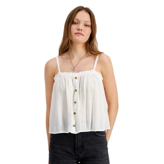 HIPPIE ROSE Womens Tops XS / White HIPPIE ROSE - Lace-Trimmed Top