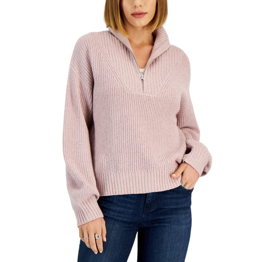 HIPPIE ROSE Womens Tops XS / Pink HIPPIE ROSE - Mock-Neck Quarter-Zip Sweater