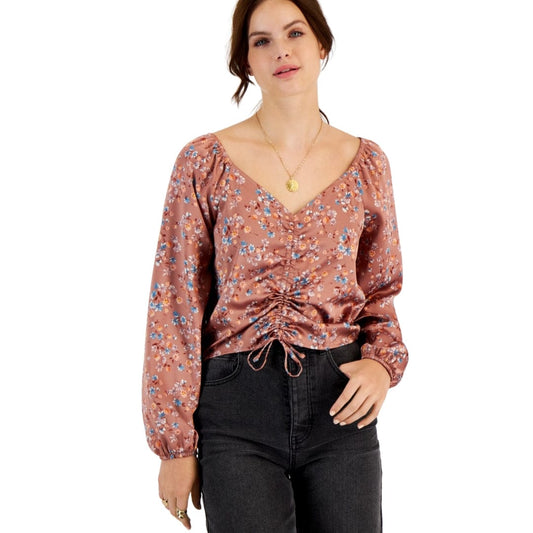 HIPPIE ROSE Womens Tops S / Multi-Color HIPPIE ROSE - Ruched-Front Satin Top