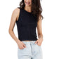 HIPPIE ROSE Womens Tops L / Black HIPPIE ROSE - Seamless Mineral Wash Crewneck Tank Top