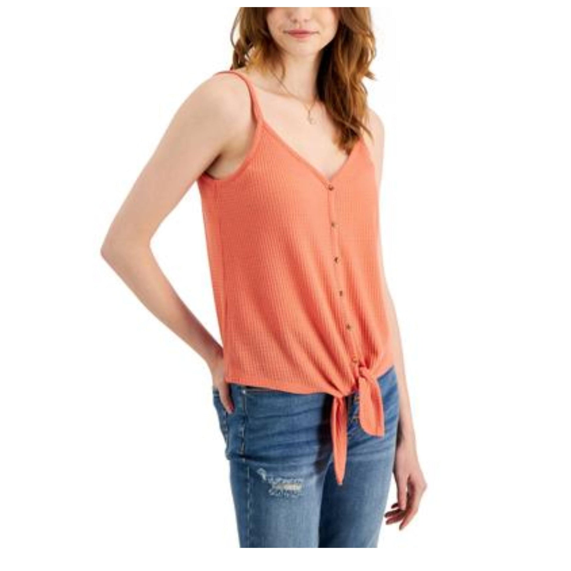 HIPPIE ROSE Womens Tops S / Orange HIPPIE ROSE - Tie-Front Tank Top