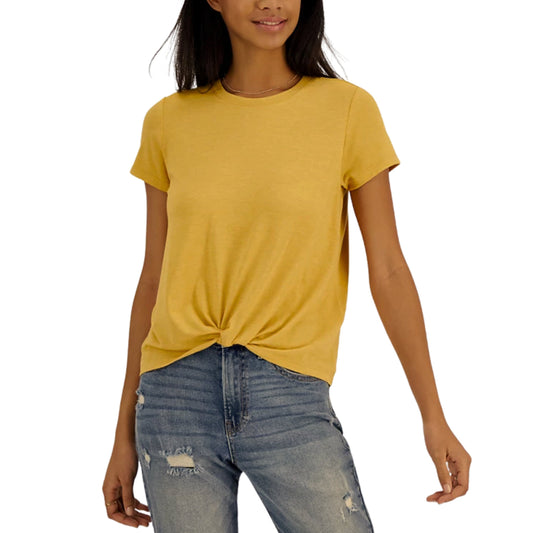 HIPPIE ROSE Womens Tops L / Yellow HIPPIE ROSE - Twisted Hem T-Shirt