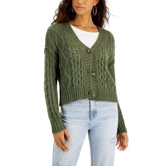 HOOKED UP Womens Jackets HOOKED UP - Cable-Knit Button-Front Sweater