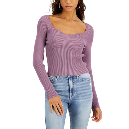 HOOKED UP Womens Tops M / Purple HOOKED UP - Long Sleeve Bustier Top