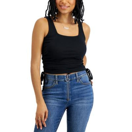 HOOKED UP Womens Tops XS / Black HOOKED UP - Side-Ruched Tank Top