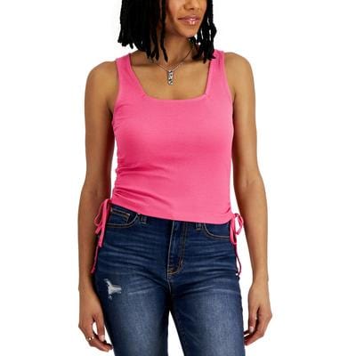 HOOKED UP Womens Tops XS / Pink HOOKED UP - Side-Ruched Tank Top