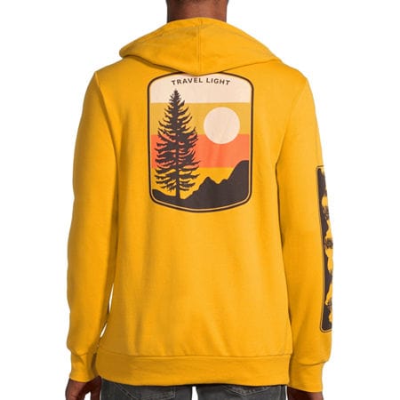 HYBRID Mens Tops S / Yellow HYBRID - Travel Light Printed Hoodie