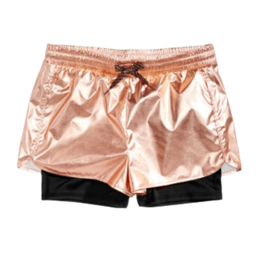 IDEOLOGY Girls Bottoms M / Bronze IDEOLOGY - Metallic Layered-Look Shorts
