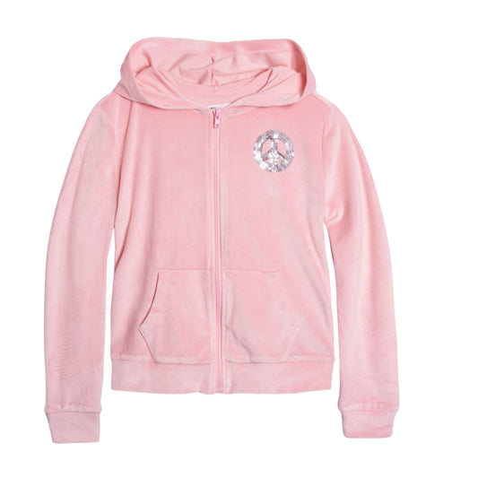 IDEOLOGY Girls Jackets S / Pink IDEOLOGY - Girls Full Zip Velour Hoodie