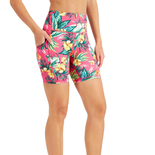 IDEOLOGY Womens sports XS / Multi-Color IDEOLOGY - Compression Tropical-Print Bike Shorts