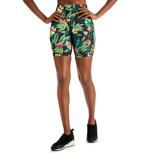 IDEOLOGY Womens sports IDEOLOGY - Compression Tropical-Print Bike Shorts