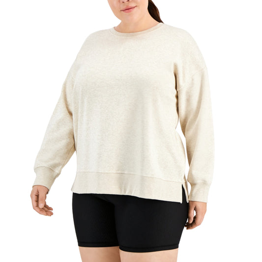 IDEOLOGY Womens Tops XXL / Beige IDEOLOGY -  Plus Size Solid Crewneck Sweatshirt