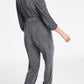 INC INTERNATIONAL CONCEPTS Womens Overall M / Silver INC INTERNATIONAL CONCEPTS - Metallic Belted Jumpsuit