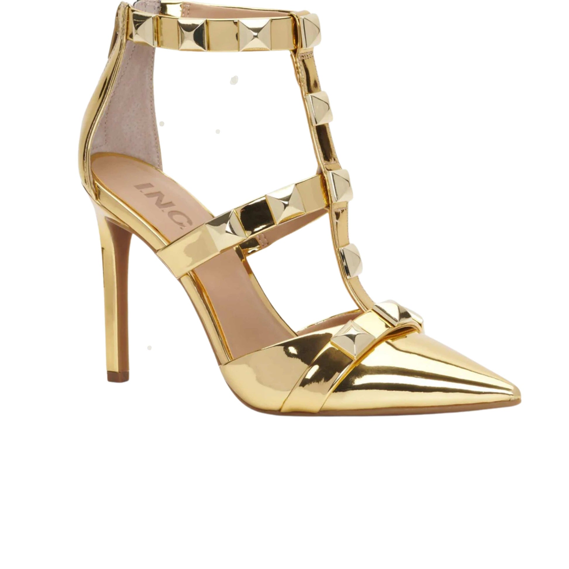 INC INTERNATIONAL CONCEPTS Womens Shoes 40.5 / Gold INC INTERNATIONAL CONCEPTS - Studded Ankle Strap Pumps