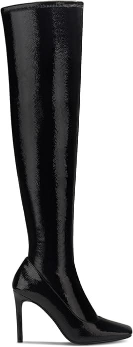 INC INTERNATIONAL CONCEPTS Womens Shoes 41 / Black INC - Keenah Patent Square Toe Thigh-High Boots