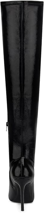 INC INTERNATIONAL CONCEPTS Womens Shoes 41 / Black INC - Keenah Patent Square Toe Thigh-High Boots