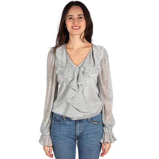 INC INTERNATIONAL CONCEPTS Womens Tops S / Silver INC - Ruffled Blouse