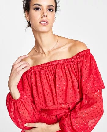 INC INTERNATIONAL CONCEPTS Womens Tops XL / Red INC  - Ruffled Off the Shoulder Top
