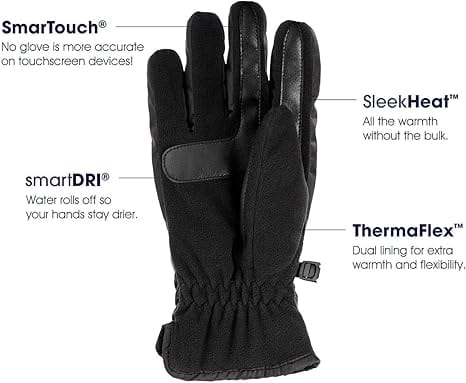 ISOTONER Gloves & Earmuffs L / Grey ISOTONER - Men Smart Fleece Lined Touch Screen Winter Gloves