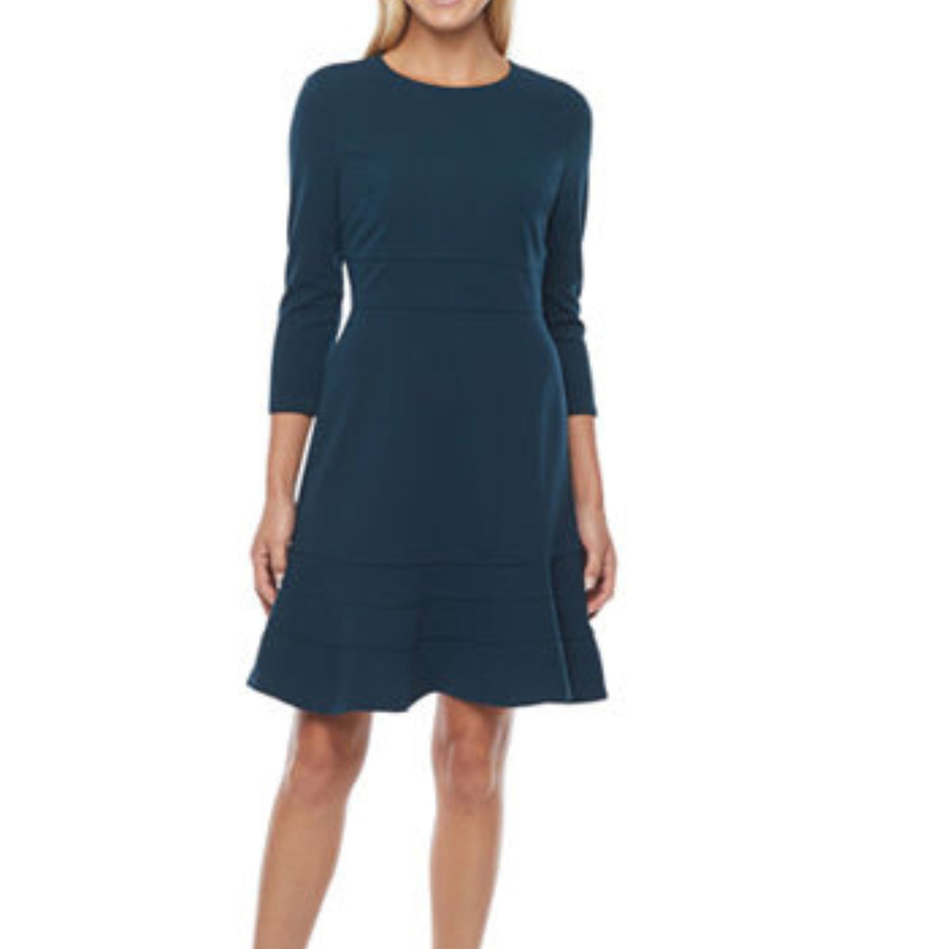 IVY + BLU Womens Dress M / Green IVY + BLU - 3/4 Sleeve Fit & Flare Dress