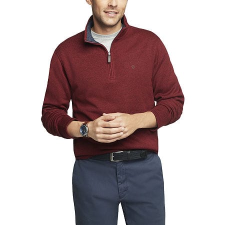 IZOD Mens Tops M / Red IZOD - Long Sleeve Quarter-Zip Pullover